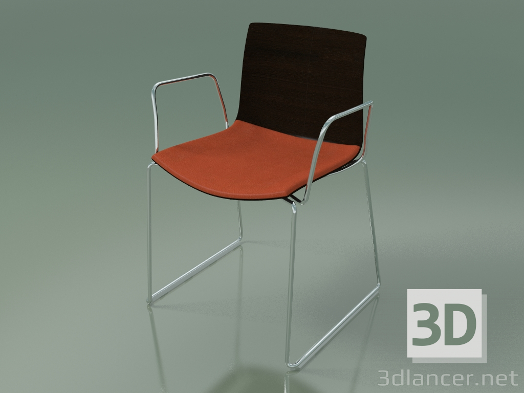 3d model Silla 0452 (en un tobogán con reposabrazos, con una almohada en el asiento, wengué) - vista previa