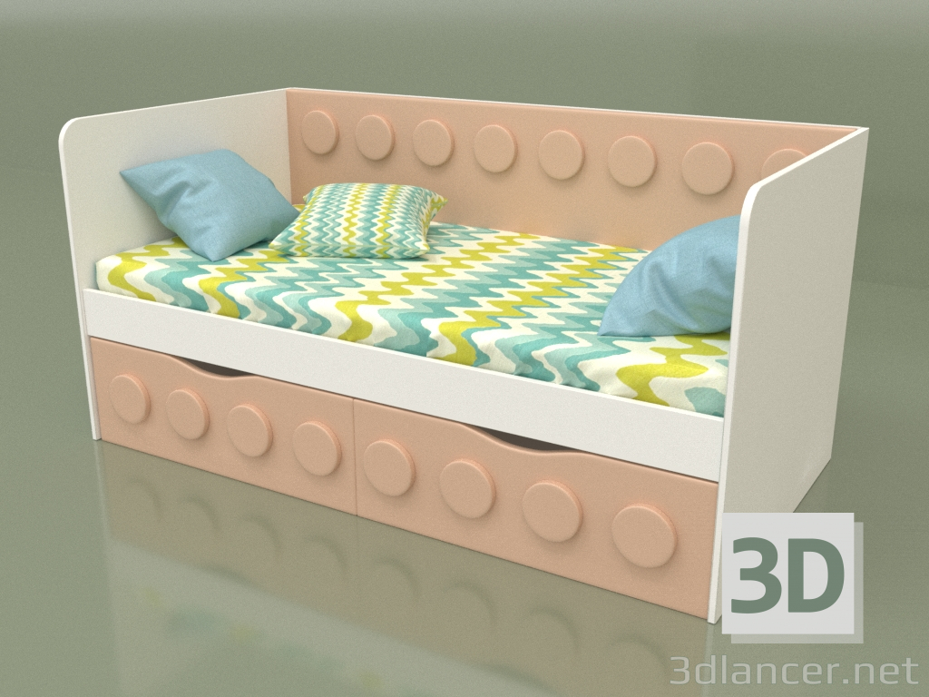 3D Modell Schlafsofa für Kinder mit 2 Schubladen (Ginger) - Vorschau