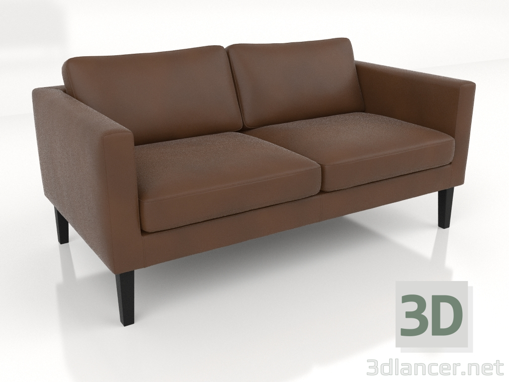 3d model 2-seater sofa (high legs, leather) - preview