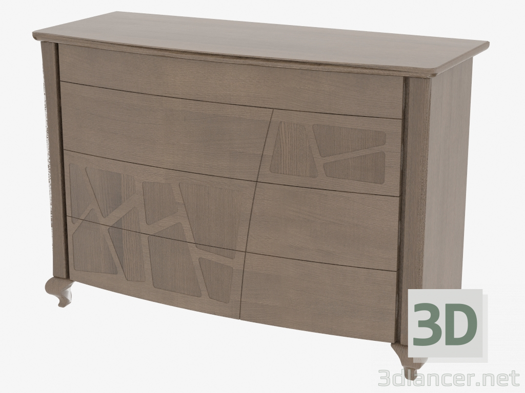 3d model Cajonera con 4 cajones sobre patas curvas COMONP - vista previa