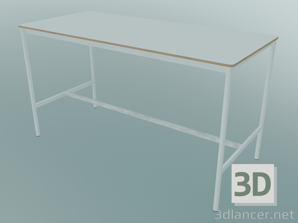 3D modeli Dikdörtgen masa Tabanı Yüksek 85x190x105 (Beyaz, Kontrplak, Beyaz) - önizleme