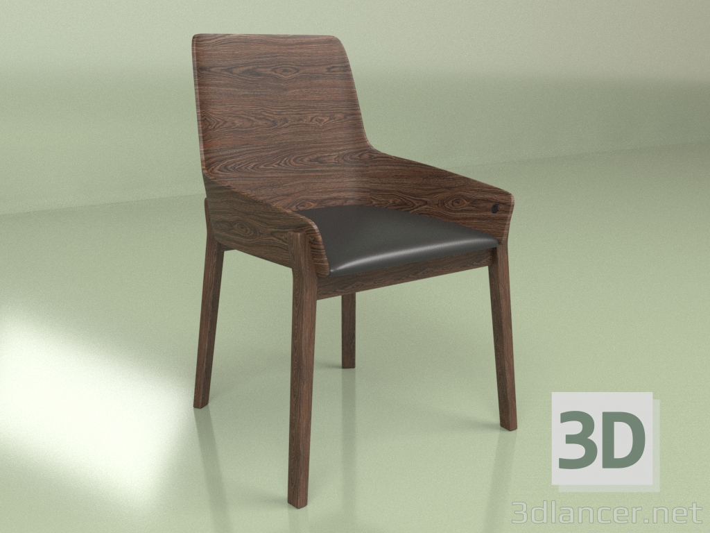 3d model Chair Safia with upholstered seat (black matt) - preview