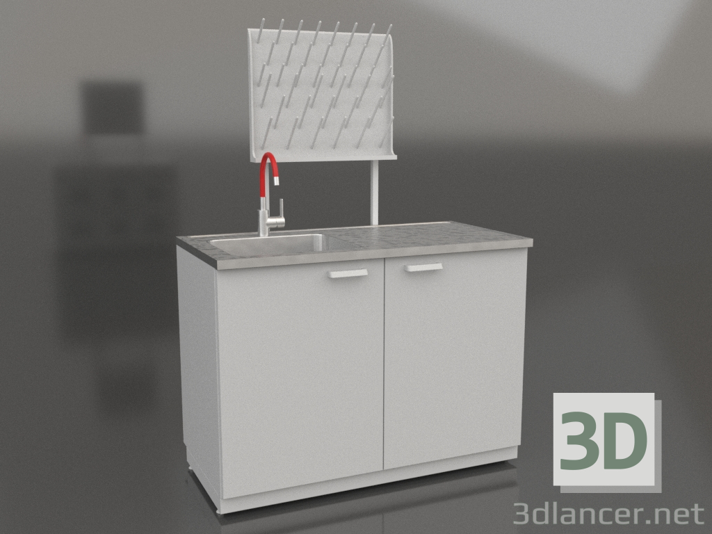 3D Modell Labor-Metallspüle LK-1200 SMS-G - Vorschau 3D Modell Labor-Metallspüle LK-1200 SMS-G - Vorschau