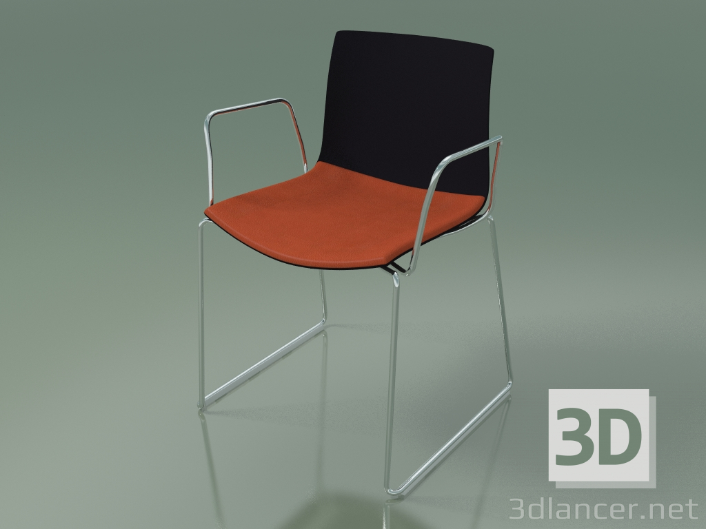 3d model Chair 0452 (on a slide with armrests, with a pillow on the seat, polypropylene PO00109) - preview