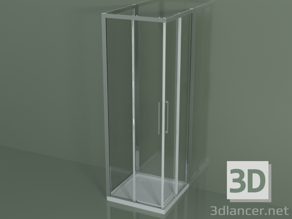 3d model Cabina de ducha ZA + ZA + ZG 70, 3 lados con puerta corrediza esquinera - vista previa