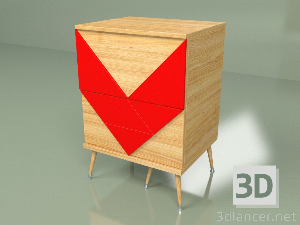 modello 3D Comodino Woo Twins (rosso) - anteprima