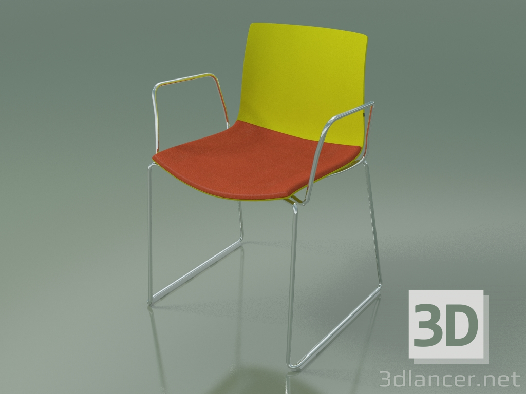 3d model Chair 0452 (on a slide with armrests, with a pillow on the seat, polypropylene PO00118) - preview