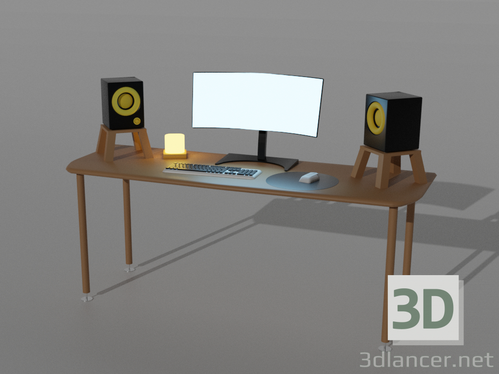 3d Computer desk model buy - render