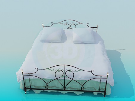 3d model Cama con decoración - vista previa