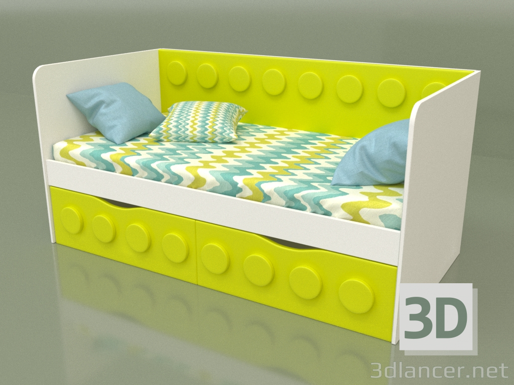 3d model Sofa bed for children with 2 drawers (Lime) - preview