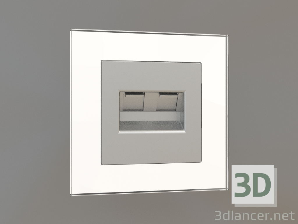 modèle 3D Double prise Ethernet RJ-45 (argent) - preview