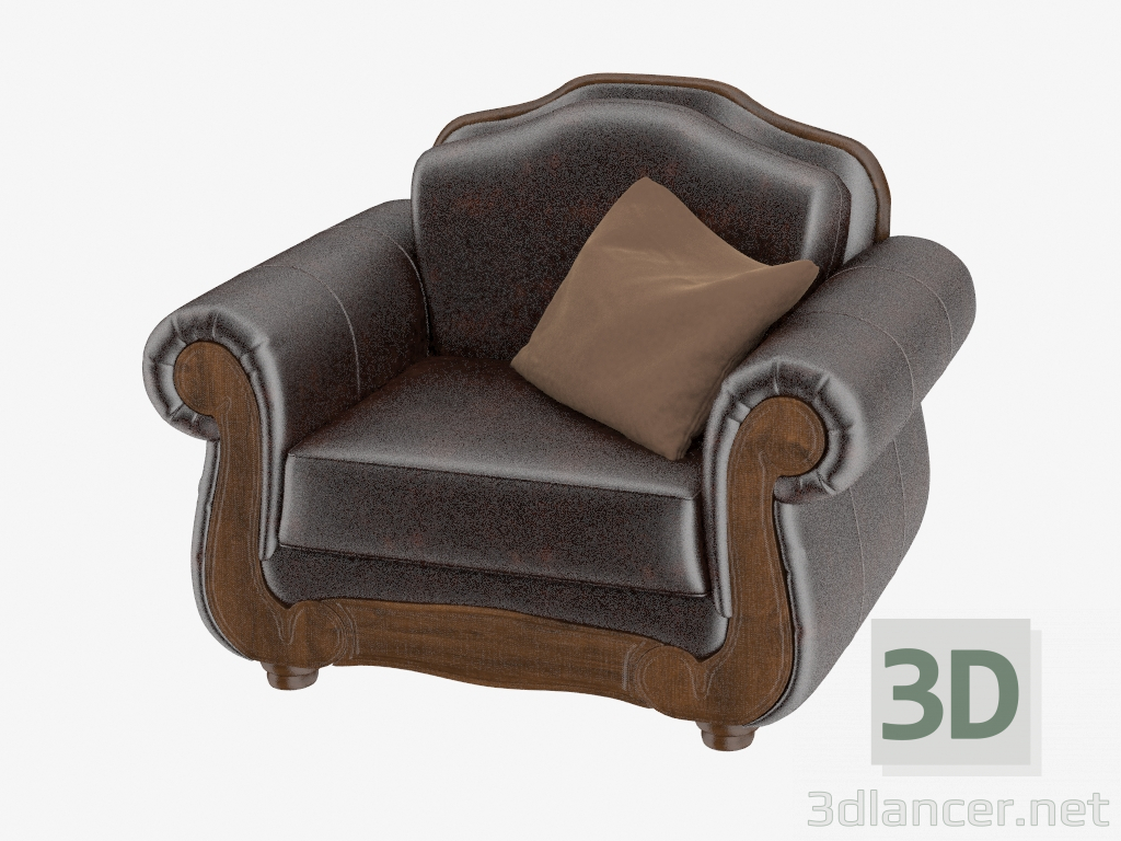 modello 3D Poltrona in pelle Barcelona Antique - anteprima