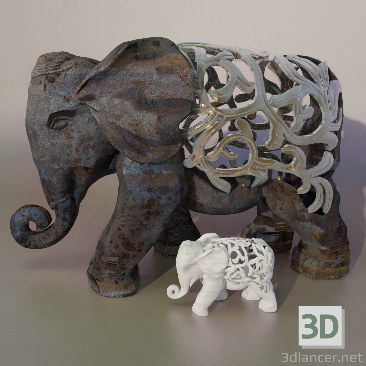 modello 3D Elefante - anteprima