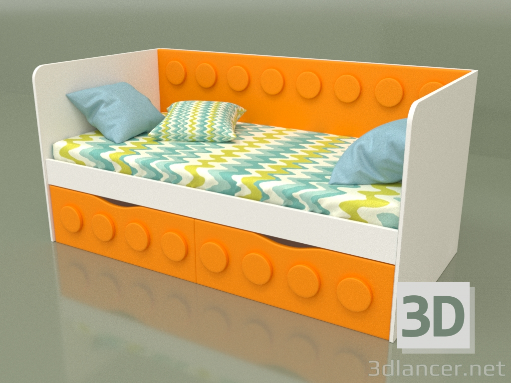 3D Modell Schlafsofa für Kinder mit 2 Schubladen (Mango) - Vorschau