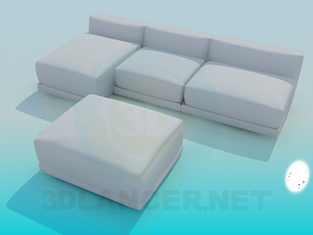 modèle 3D Canapé et banquette complète - preview