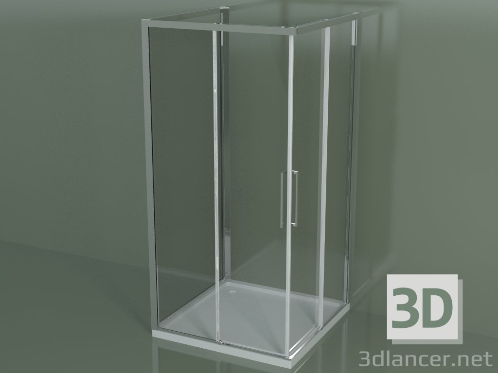 Modelo 3d Cabine de duche ZA + ZA + ZG 100, 3 lados com porta de canto deslizante - preview