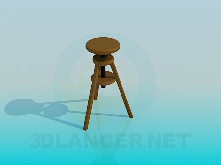 3d model Taburete alto de madera - vista previa