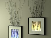 The decor on the wall (frame with branches and backlight)