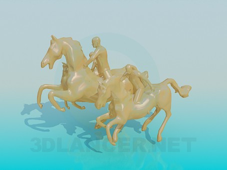 3d model Caballos del monumento tres - vista previa