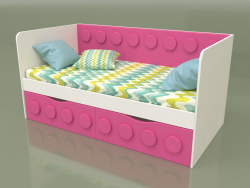 Sofá-cama para crianças com 2 gavetas (rosa)