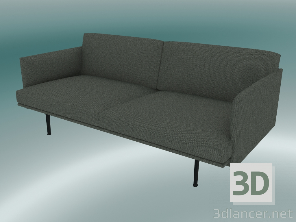 modello 3D Contorno divano doppio (Fiord 961, Nero) - anteprima