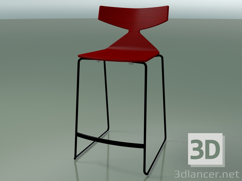 3d model Taburete de bar apilable 3703 (rojo, V39) - vista previa