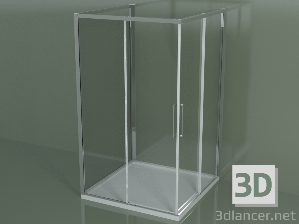 3d model Cabina de ducha ZA + ZA + ZG 120, 3 lados con puerta corrediza esquinera - vista previa