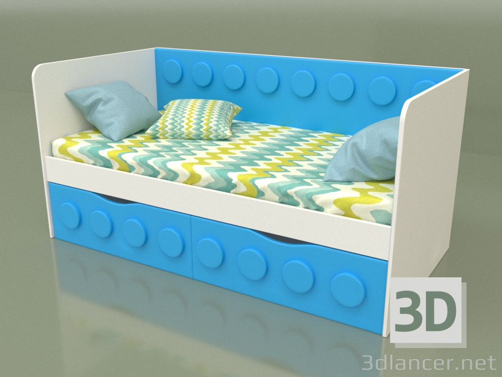 Modelo 3d Sofá-cama para crianças com 2 gavetas (topázio) - preview