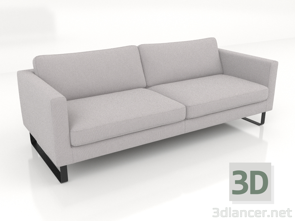 3d model Sofá de 3 plazas (patas de metal, tela) - vista previa