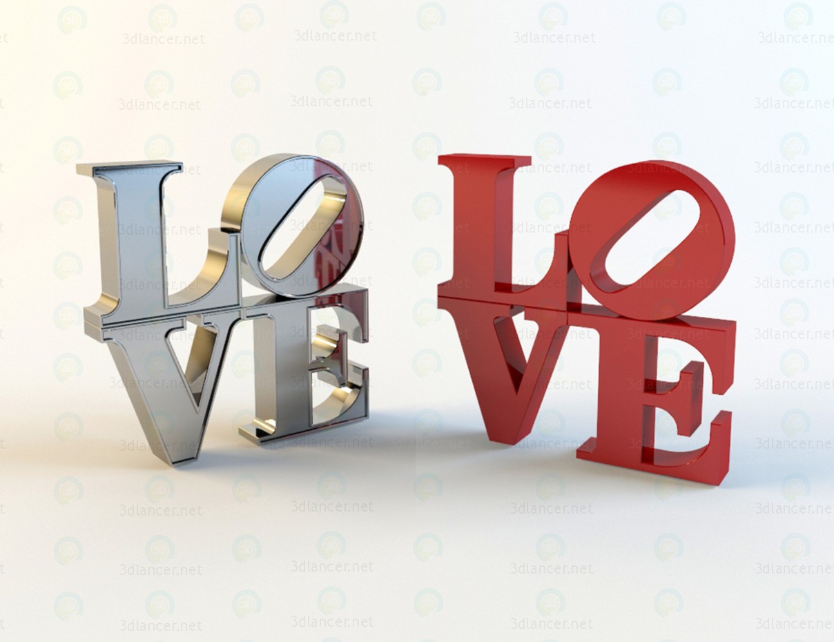 modello 3D Lettere amore - anteprima