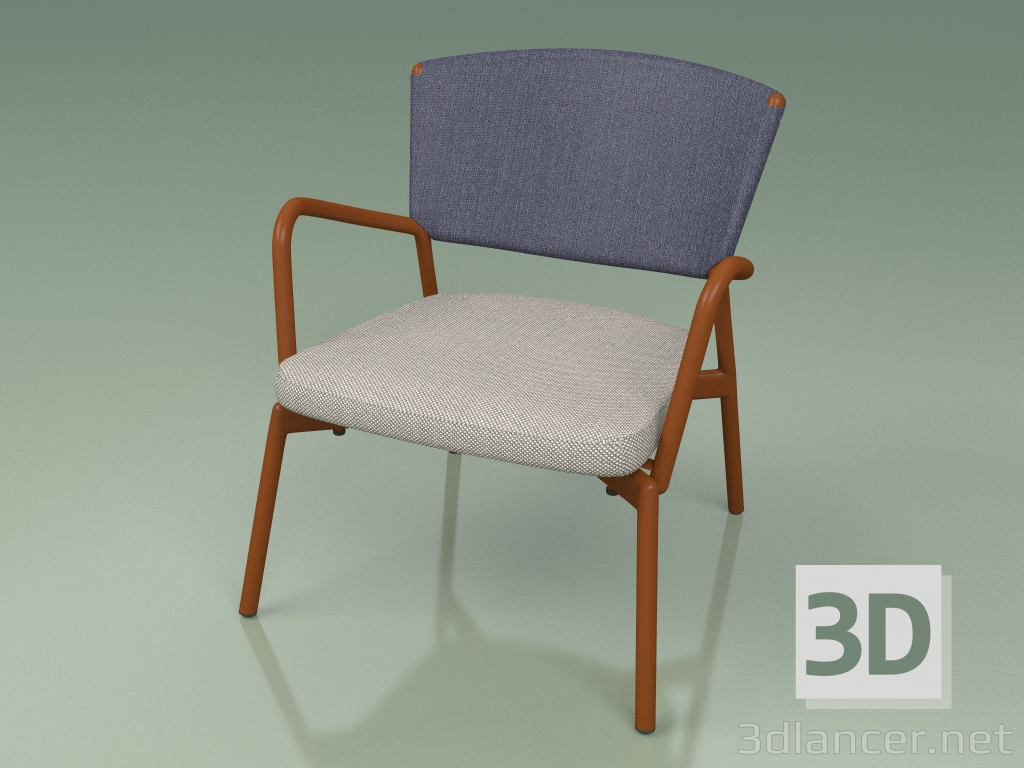 modèle 3D Fauteuil avec assise moelleuse 027 (Metal Rust, Batyline Blue) - preview