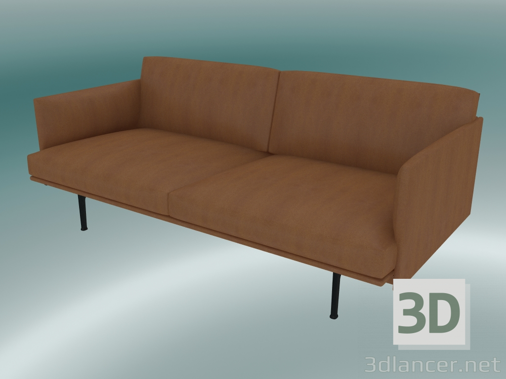 modèle 3D Canapé double Outline (cuir Cognac raffiné, noir) - preview