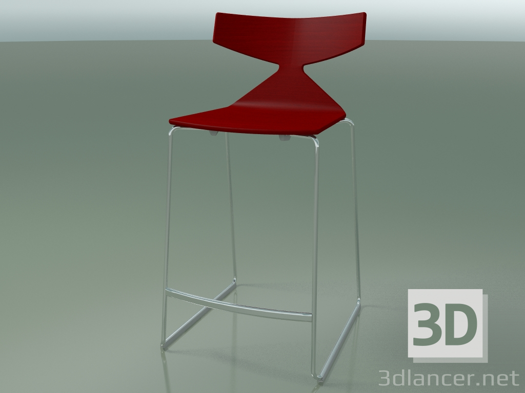 3d model Silla apilable bar 3703 (Rojo, CRO) - vista previa