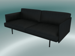 Double sofa Outline (Refine Black Leather, Black)