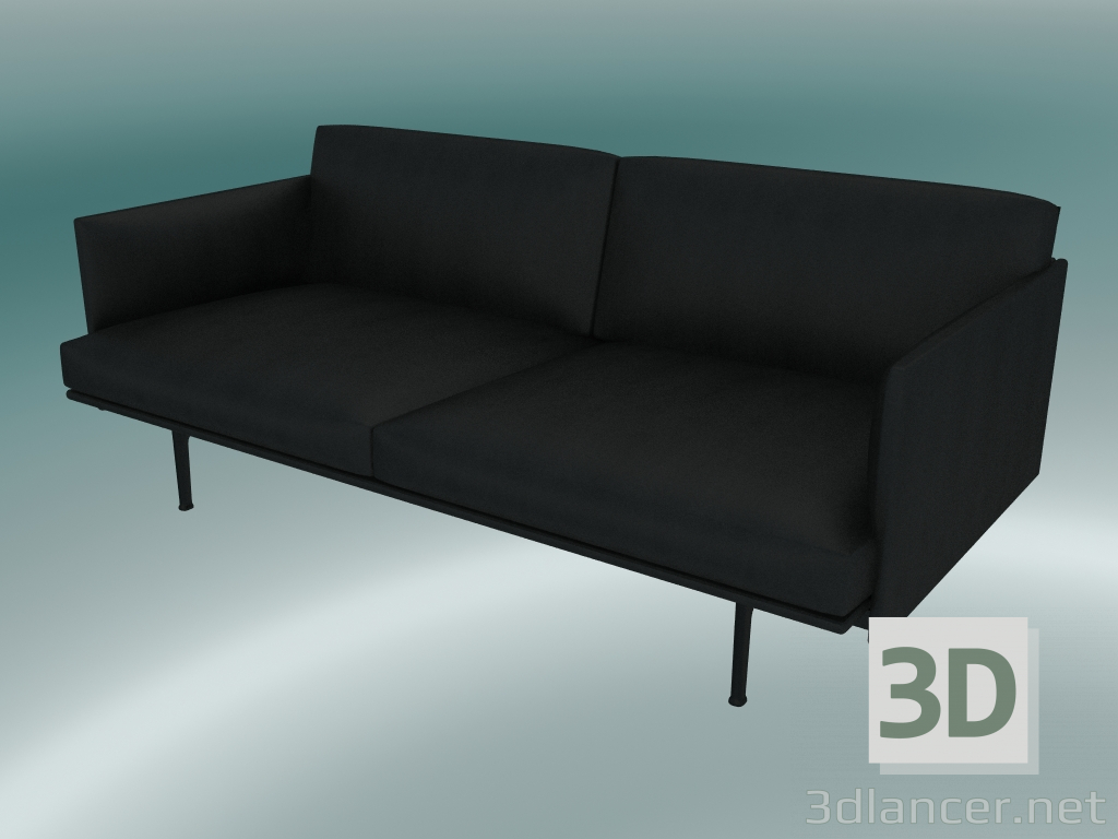 3d model Double sofa Outline (Refine Black Leather, Black) - preview