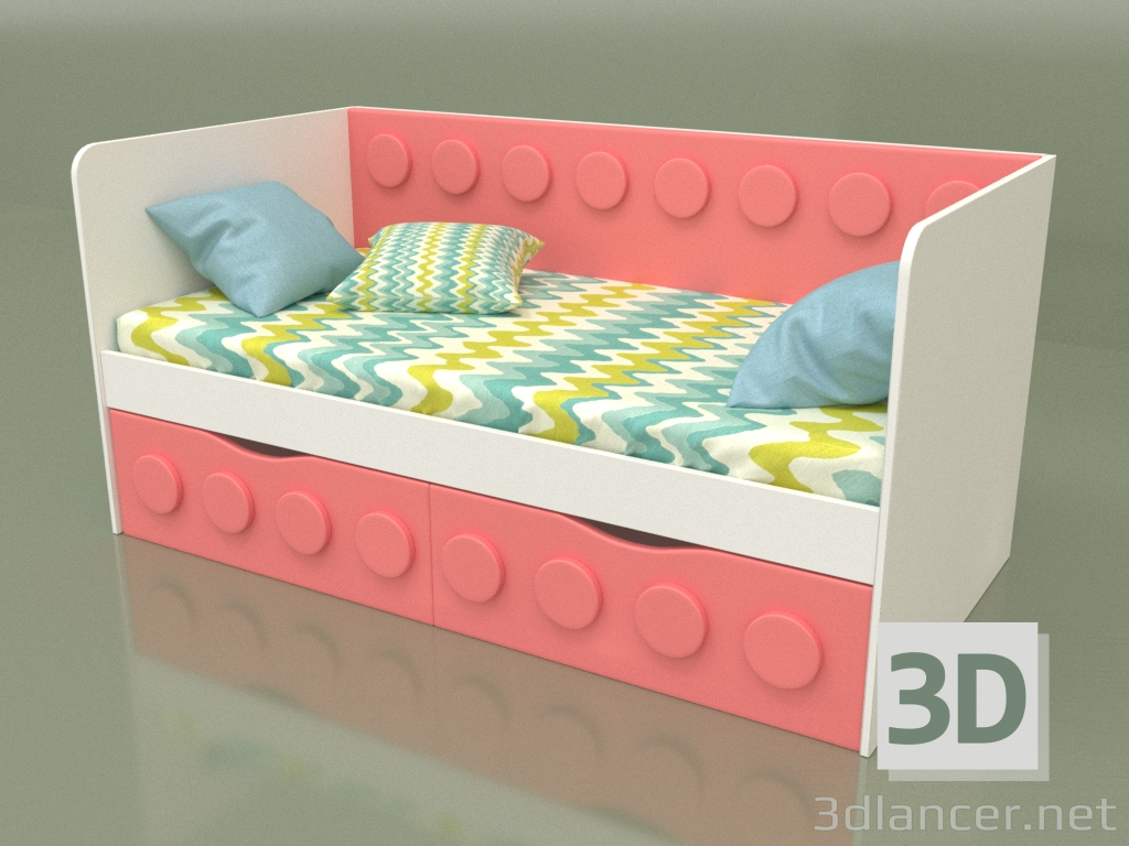 3d model Sofa bed for children with 2 drawers (Coral) - preview