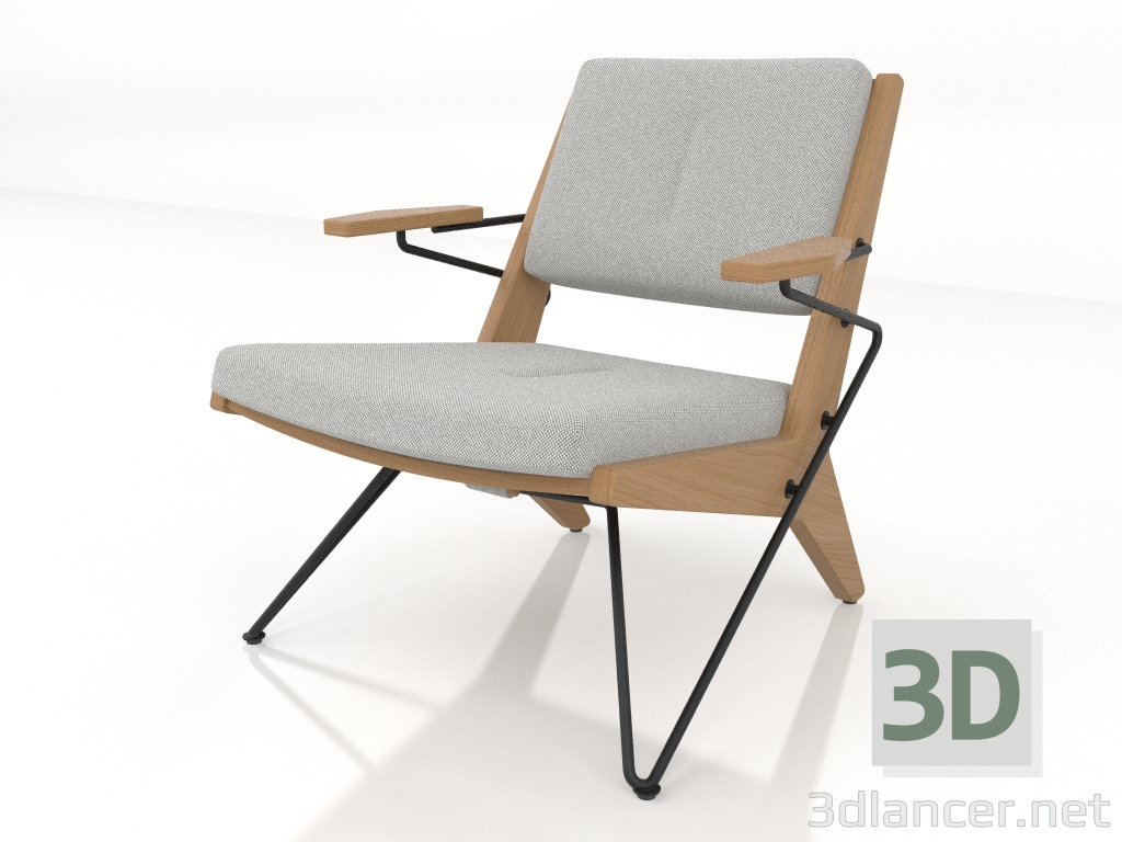 3d model Sillón con estructura de metal (roble natural) - vista previa