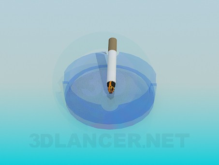 3d model Cenicero con cigarrillo - vista previa