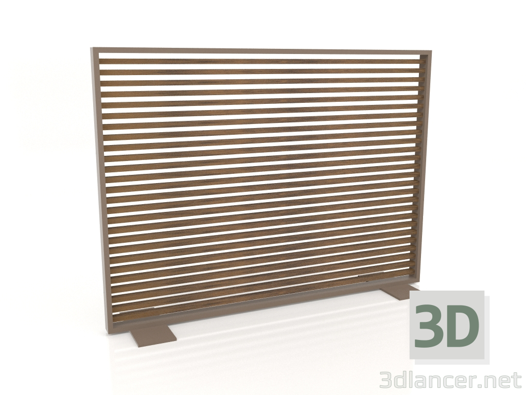 modello 3D Parete divisoria in legno artificiale e alluminio 150x110 (Teak, Bronzo) - anteprima