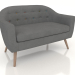 3d model Sofa Florence 2-seater (dark gray - colored buttons) - preview