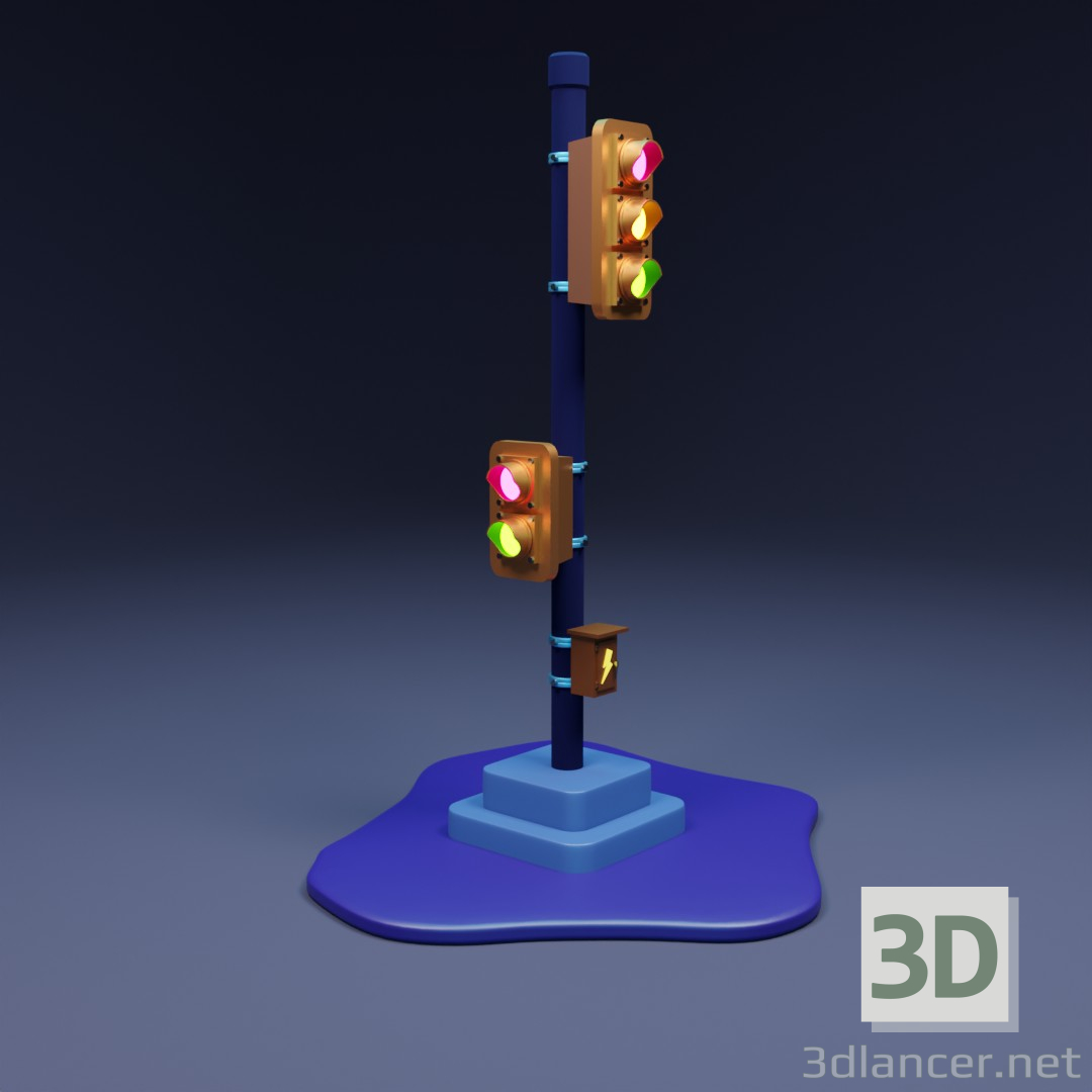 Modelo 3d Luz de tráfego - preview