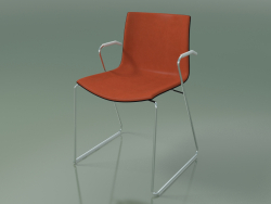 Silla 0470 (sobre rieles con reposabrazos, con tapizado delantero, polipropileno PO00109)