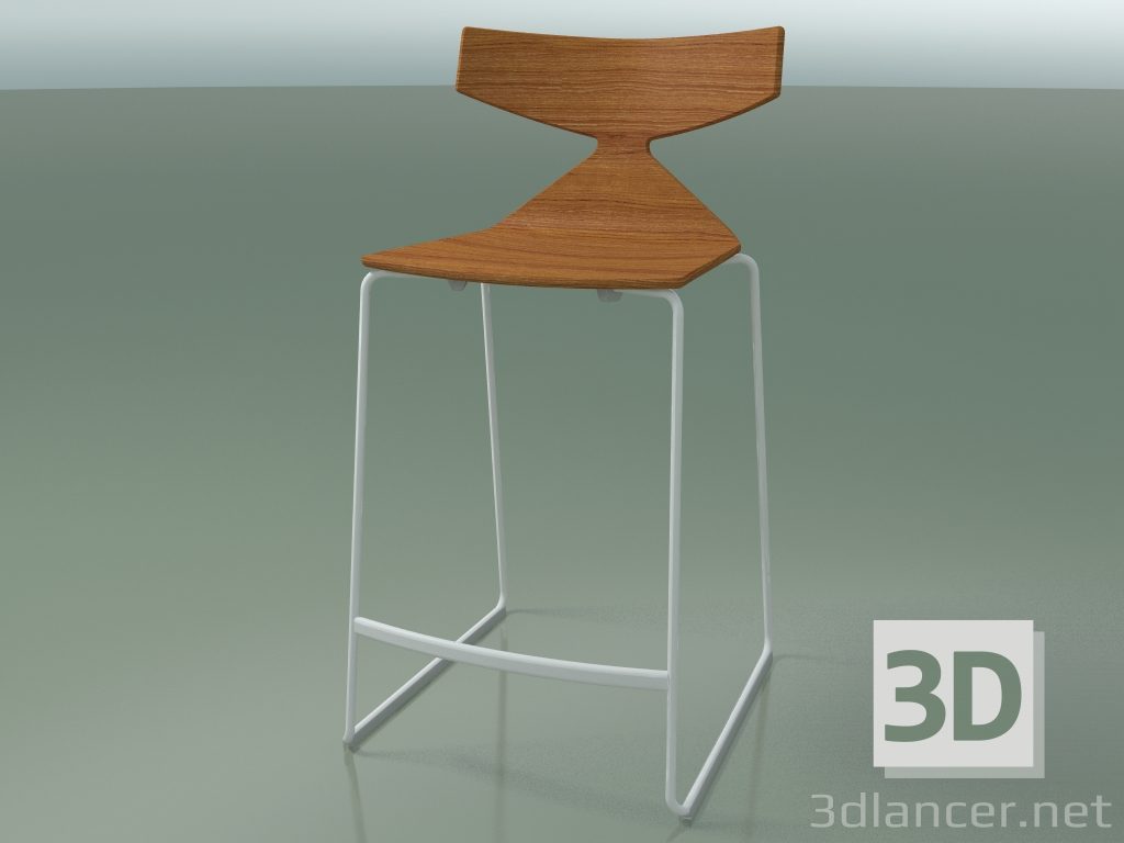 3d model Taburete de bar apilable 3703 (efecto teca, V12) - vista previa