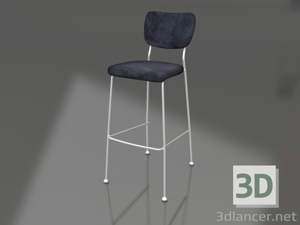 modello 3D Sgabello da bar Benson 75,5 cm (blu scuro) - anteprima