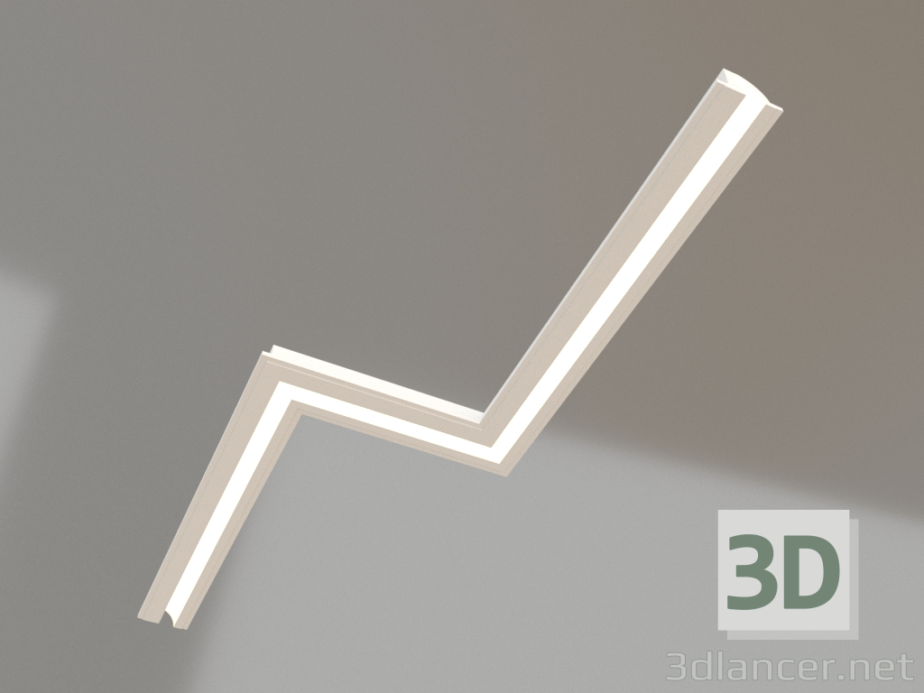 modello 3D Plafoniera da incasso in gesso LINE 013 (135x67) flusso luminoso 40 mm - anteprima