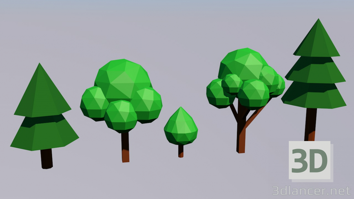 modello 3D Alberi lowpoly - anteprima