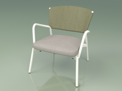 Fauteuil avec assise moelleuse 027 (Metal Milk, Batyline Olive)