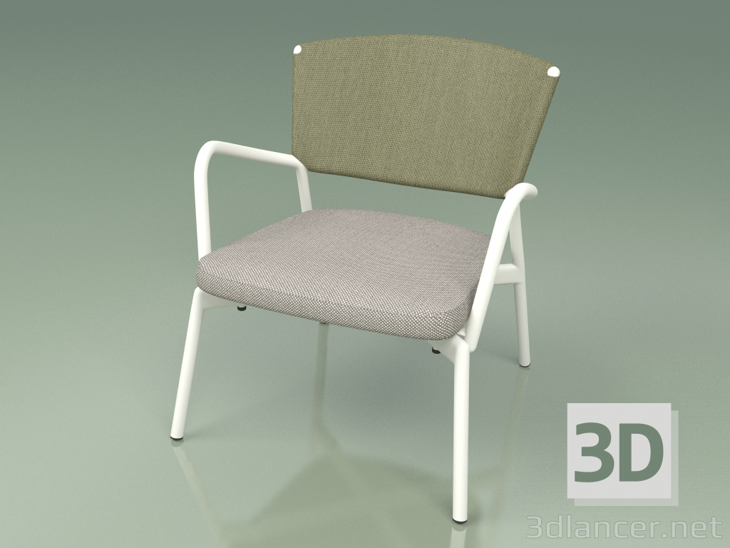 modello 3D Poltrona con seduta morbida 027 (Metal Milk, Batyline Olive) - anteprima