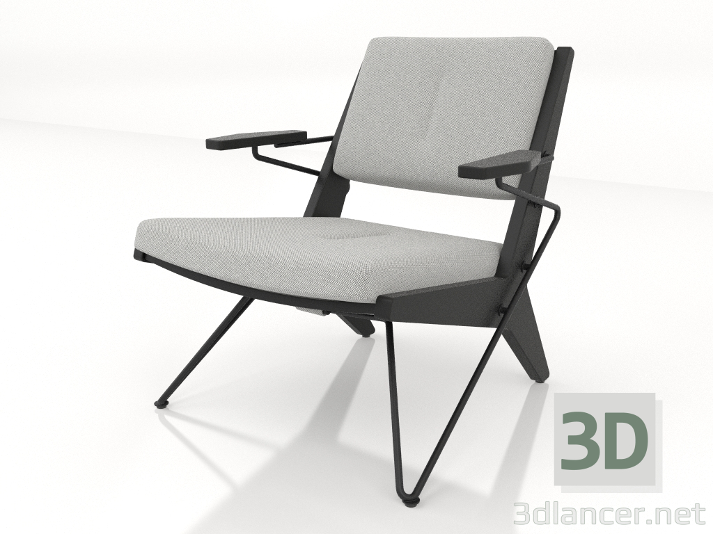 3d model Sillón con estructura de metal (roble negro) - vista previa