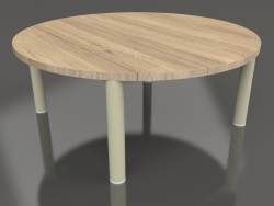 Table basse D 90 (Or, bois Iroko)